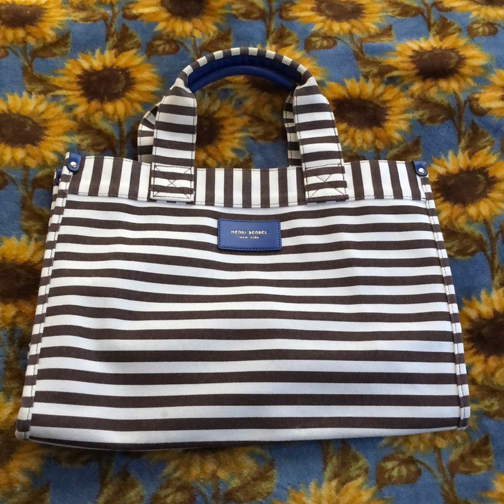 Henri Bendel STRIPED CANVAS SMALL TOTE